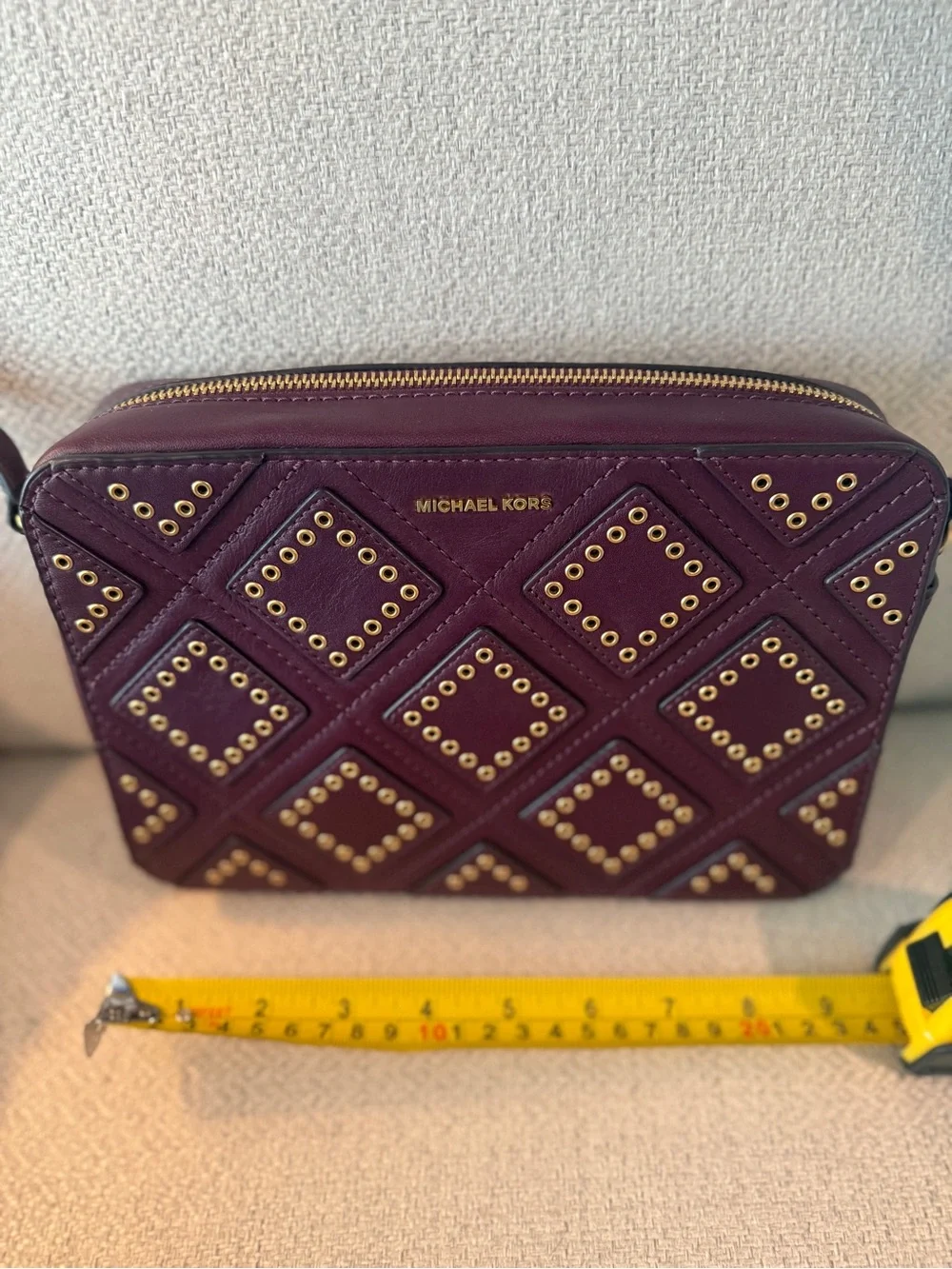 Michael Kors Studded Quilted Crossbody Bag - Burgundy